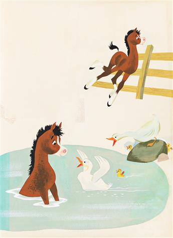 MEL CRAWFORD (1925 - 2015) Casey The Clumsy Colt 2-page spread.